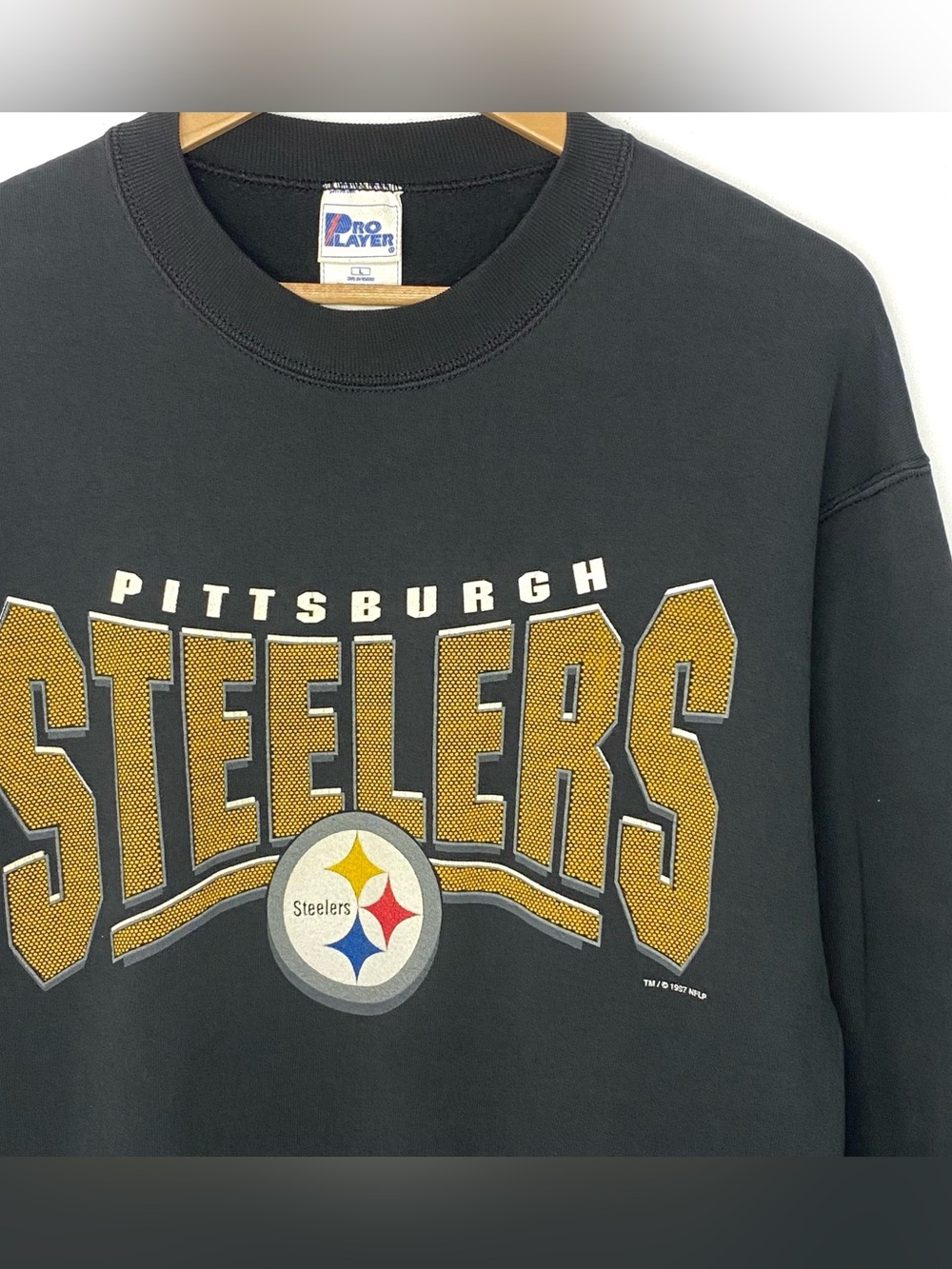 Vintage 1997 Pittsburgh Steelers NFL Spell Out Crewneck Sweatshirt Made In USA L - Picture 3 of 9